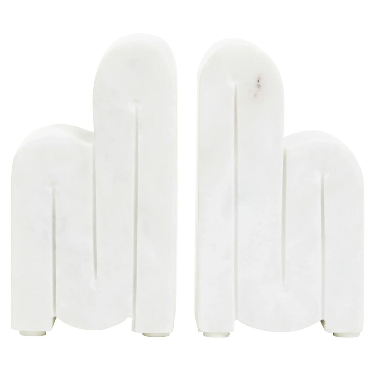 Set of Two White Marble Bookends
