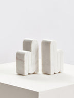 Set of Two White Marble Bookends