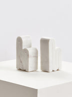 Set of Two White Marble Bookends