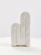 Set of Two White Marble Bookends