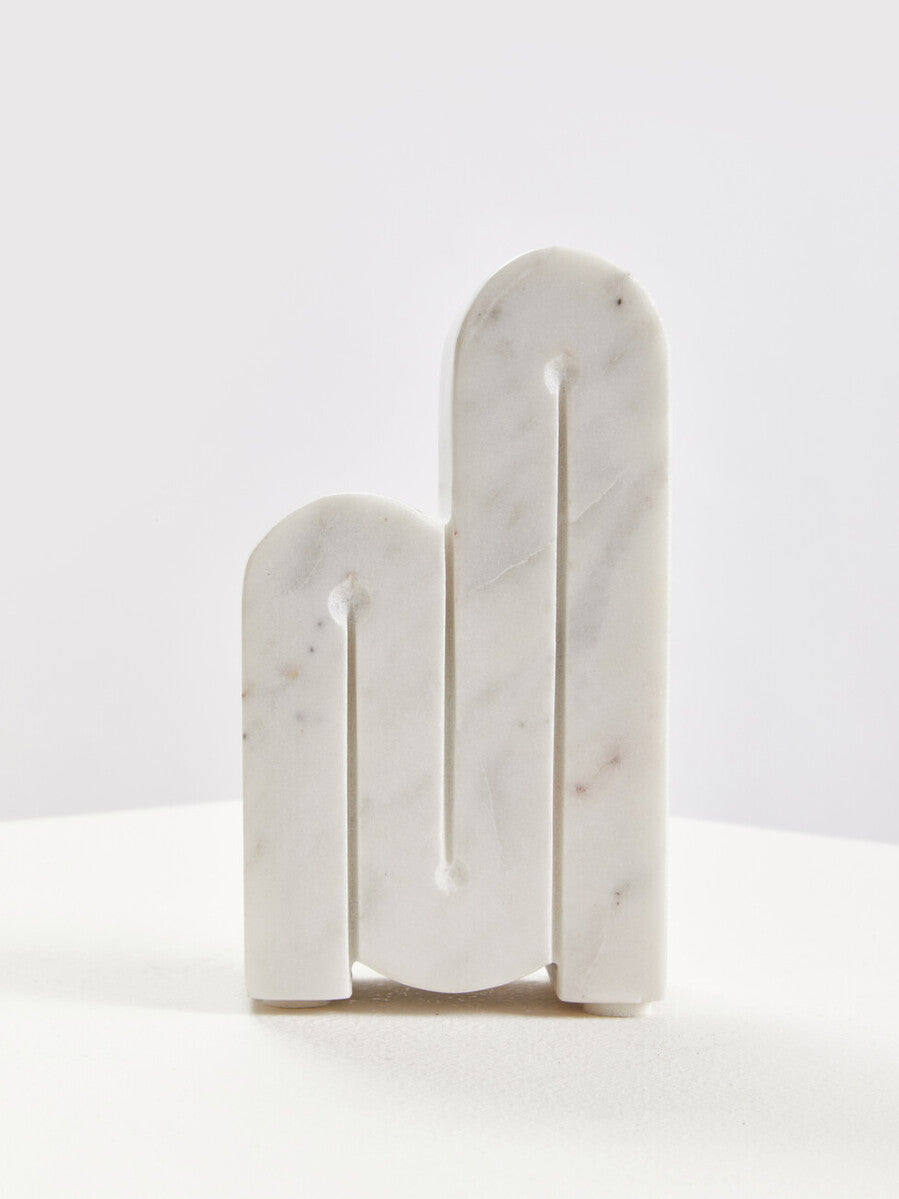 Set of Two White Marble Bookends