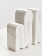Set of Two White Marble Bookends