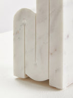 Set of Two White Marble Bookends
