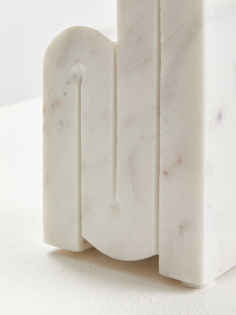Set of Two White Marble Bookends