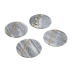 Set of 4 Grey Marble Coasters with Gold Inlay