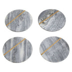 Set of 4 Grey Marble Coasters with Gold Inlay