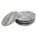 Set of 4 Grey Marble Coasters with Gold Inlay