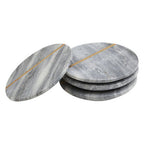 Set of 4 Grey Marble Coasters with Gold Inlay