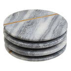 Set of 4 Grey Marble Coasters with Gold Inlay