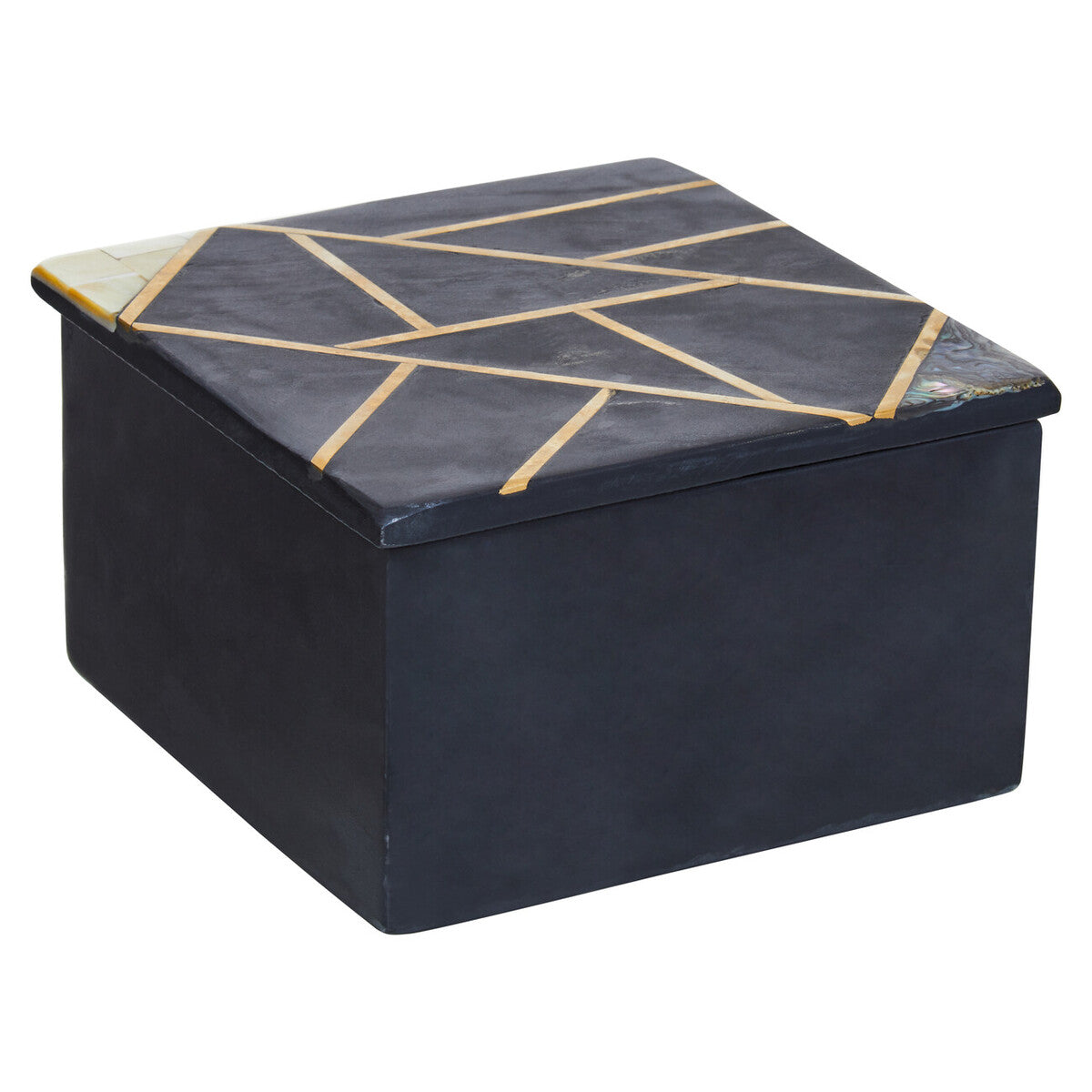 Small Black Slate with Mother of Pearl Inlay Trinket Box