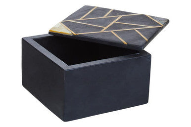 Small Black Slate with Mother of Pearl Inlay Trinket Box