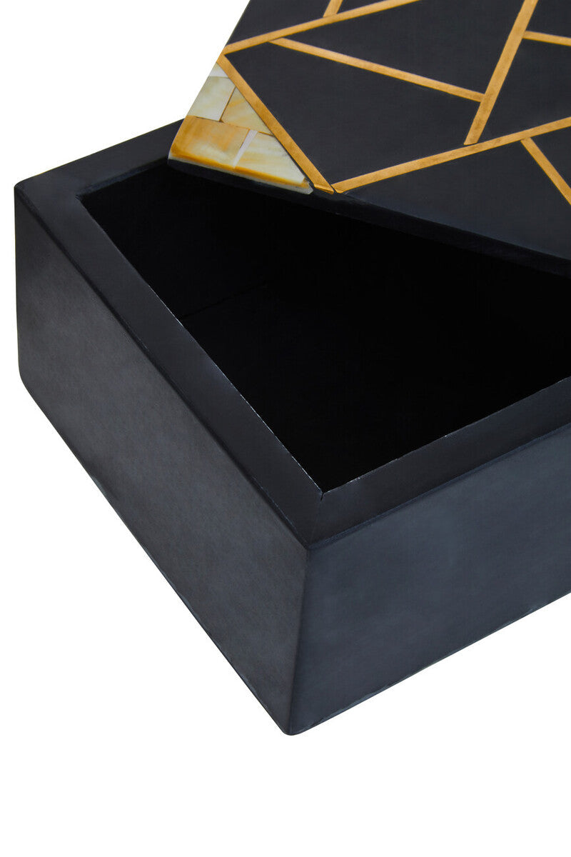 Small Black Slate with Mother of Pearl Inlay Trinket Box