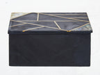 Large Black Slate with Mother of Pearl Inlay Trinket Box