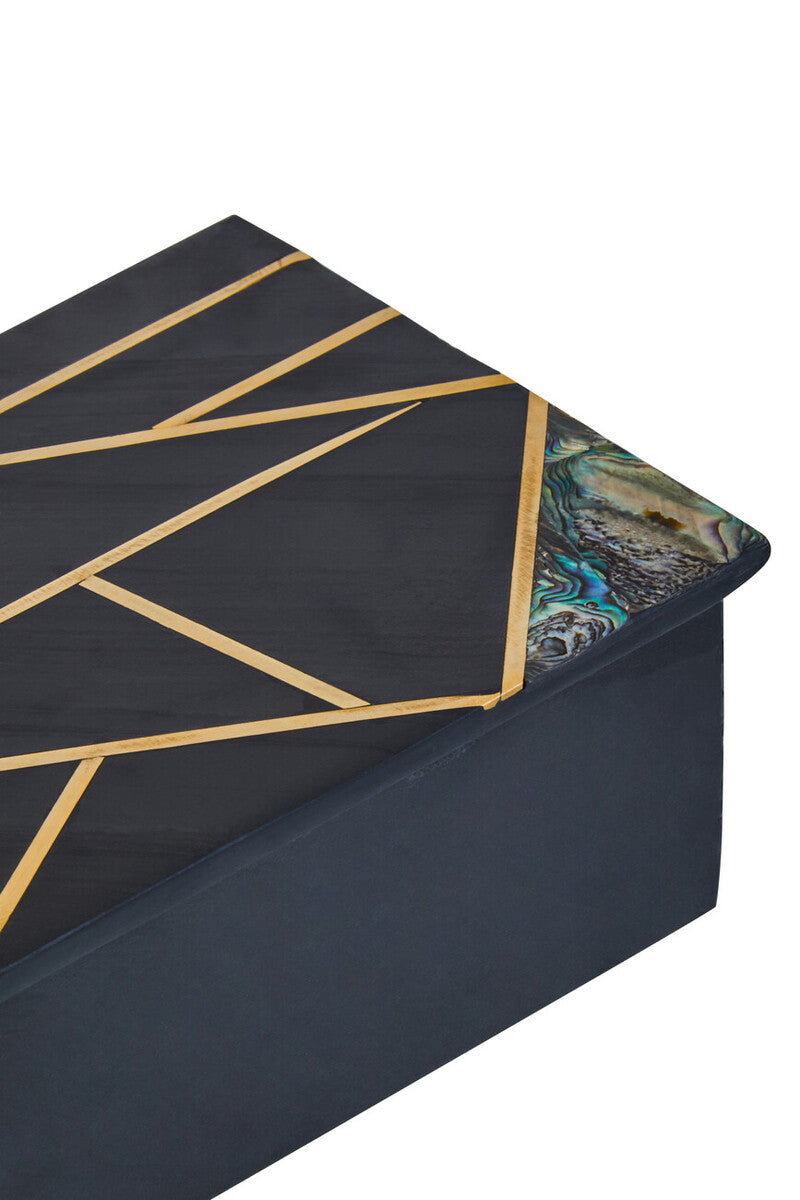 Large Black Slate with Mother of Pearl Inlay Trinket Box