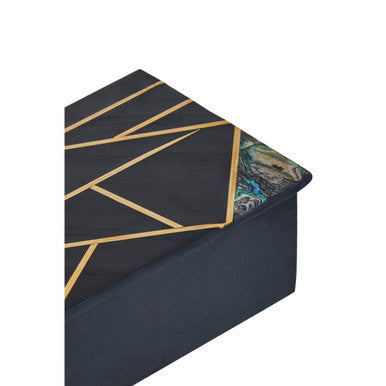 Large Black Slate with Mother of Pearl Inlay Trinket Box
