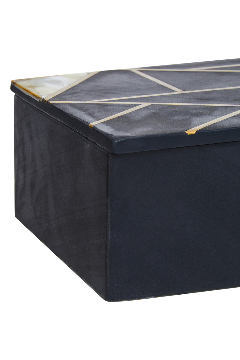 Large Black Slate with Mother of Pearl Inlay Trinket Box