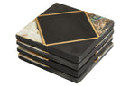 Set of 4 Black Slate and Mother of Pearl Inlay Coasters