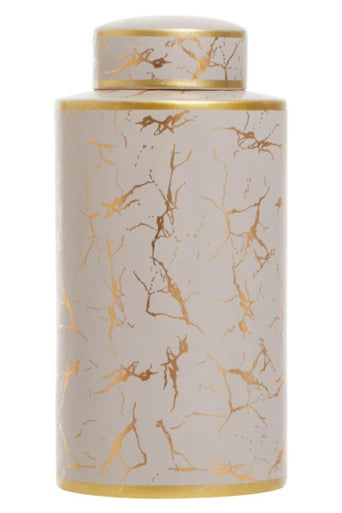 Gold Cylindrical Large Ceramic Jar