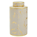 Cream Cylindrical Small Ceramic Jar