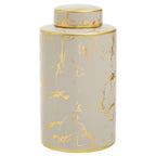 Cream Cylindrical Small Ceramic Jar