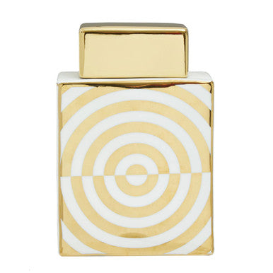 Gold and White Ceramic Jar