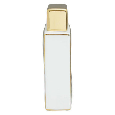 Gold and White Ceramic Jar