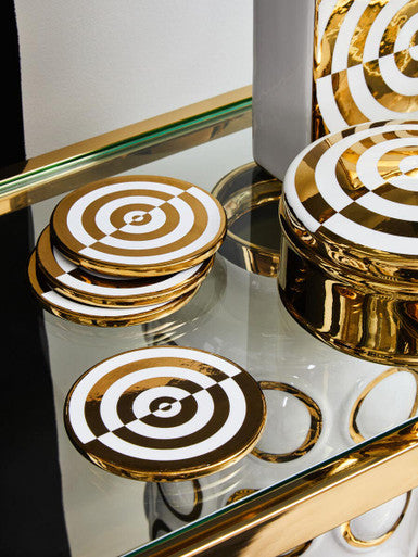 Gold and White Ceramic Jar