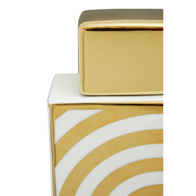 Gold and White Ceramic Jar