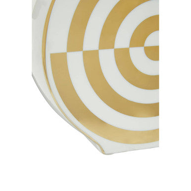 Gold and White Ceramic Round Vase