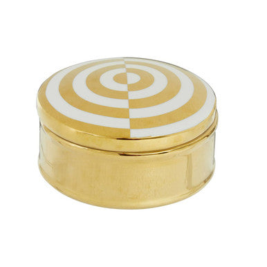 Round Gold and White Trinket Box