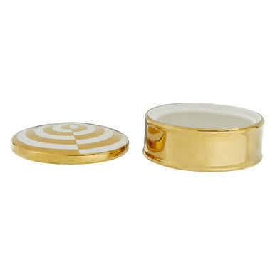 Round Gold and White Trinket Box