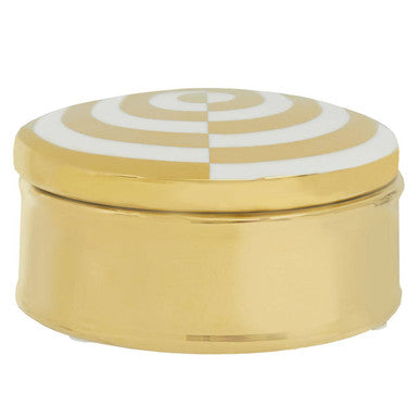 Round Gold and White Trinket Box