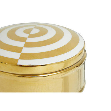 Round Gold and White Trinket Box