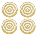 Set of 4 Gold and White Bullseye Coasters
