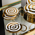 Set of 4 Gold and White Bullseye Coasters