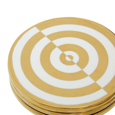 Set of 4 Gold and White Bullseye Coasters