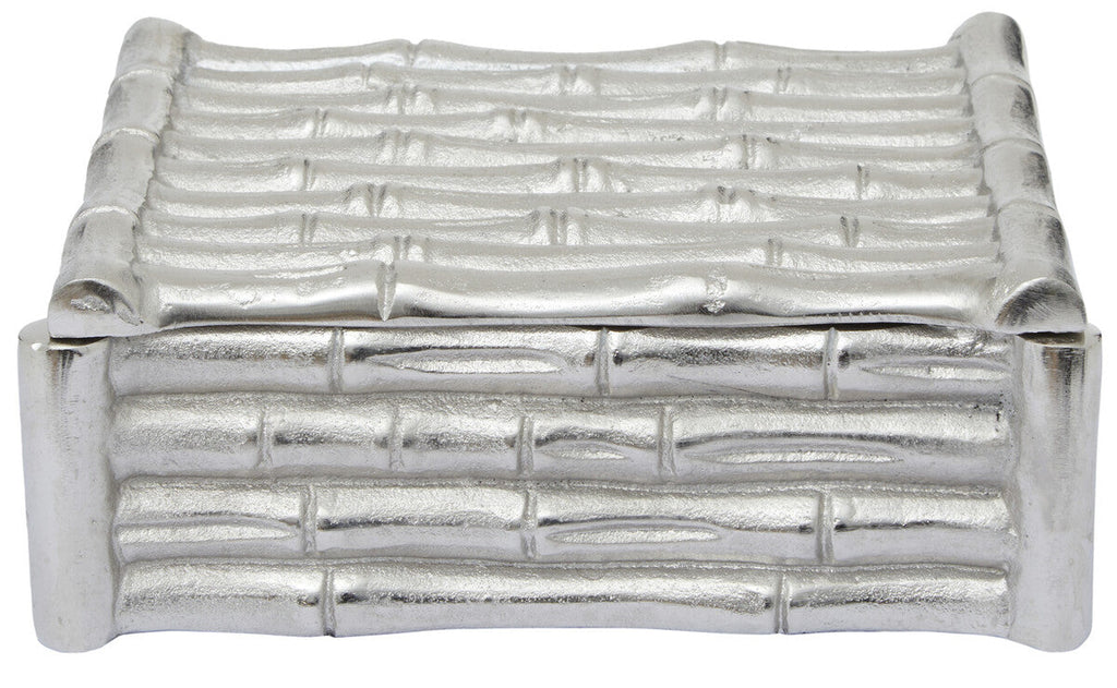 Small Silver Finish Bamboo Effect Trinket Box