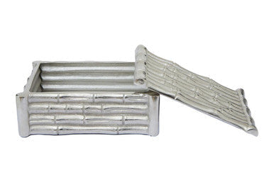 Small Silver Finish Bamboo Effect Trinket Box