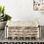Small Silver Finish Bamboo Effect Trinket Box