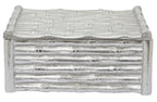 Large Silver Finish Bamboo Effect Trinket Box