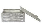 Large Silver Finish Bamboo Effect Trinket Box