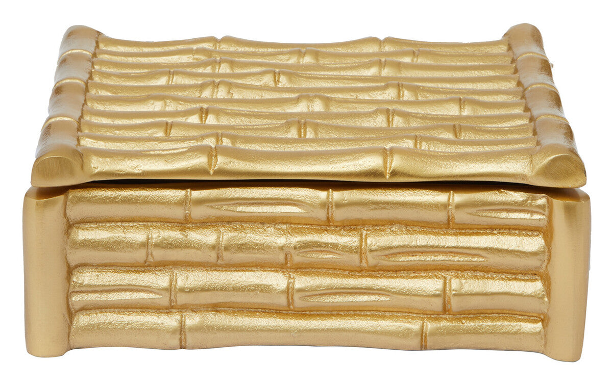 Small Gold Finish Bamboo Effect Trinket Box