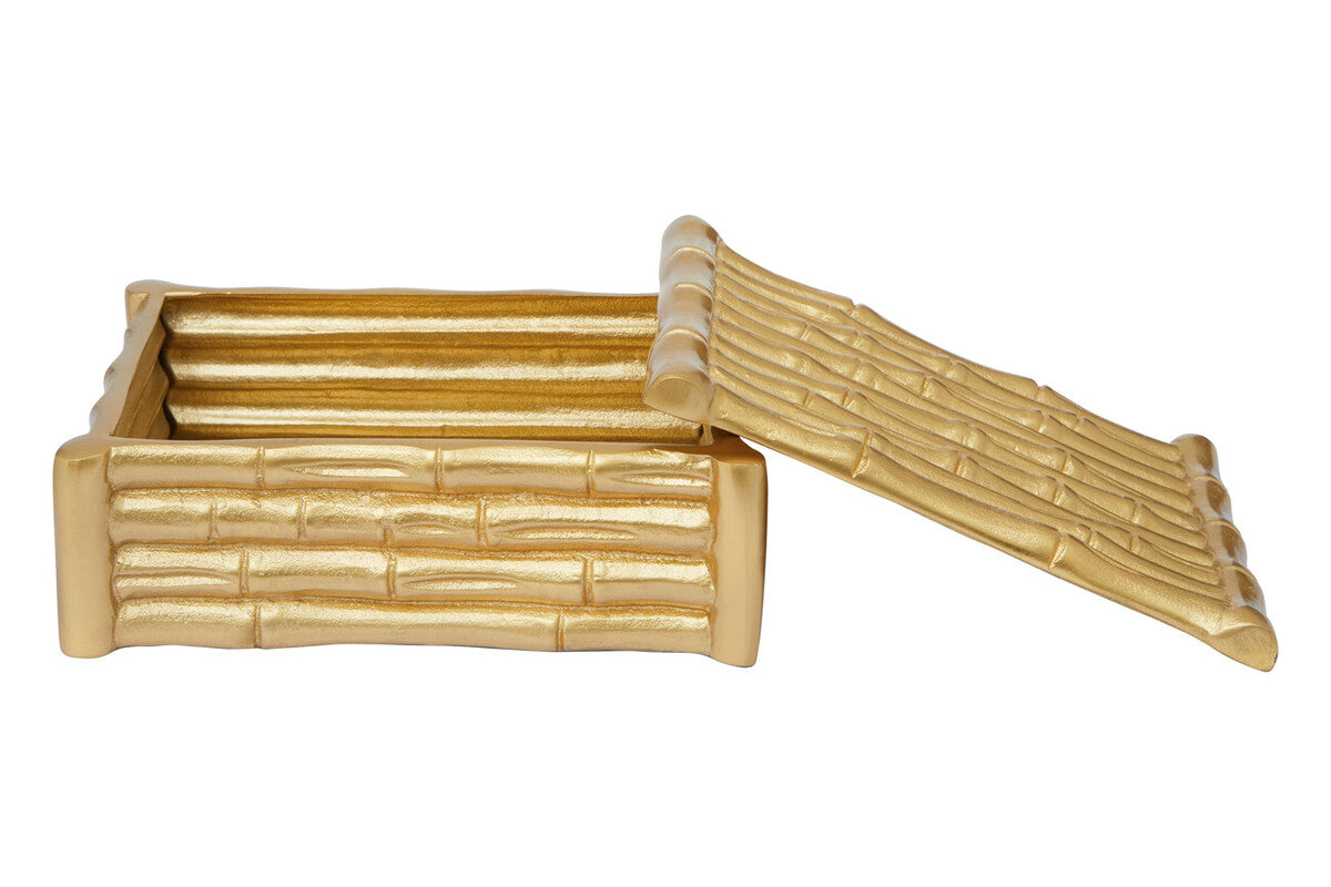 Small Gold Finish Bamboo Effect Trinket Box