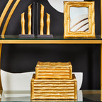Small Gold Finish Bamboo Effect Trinket Box