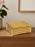Small Gold Finish Bamboo Effect Trinket Box