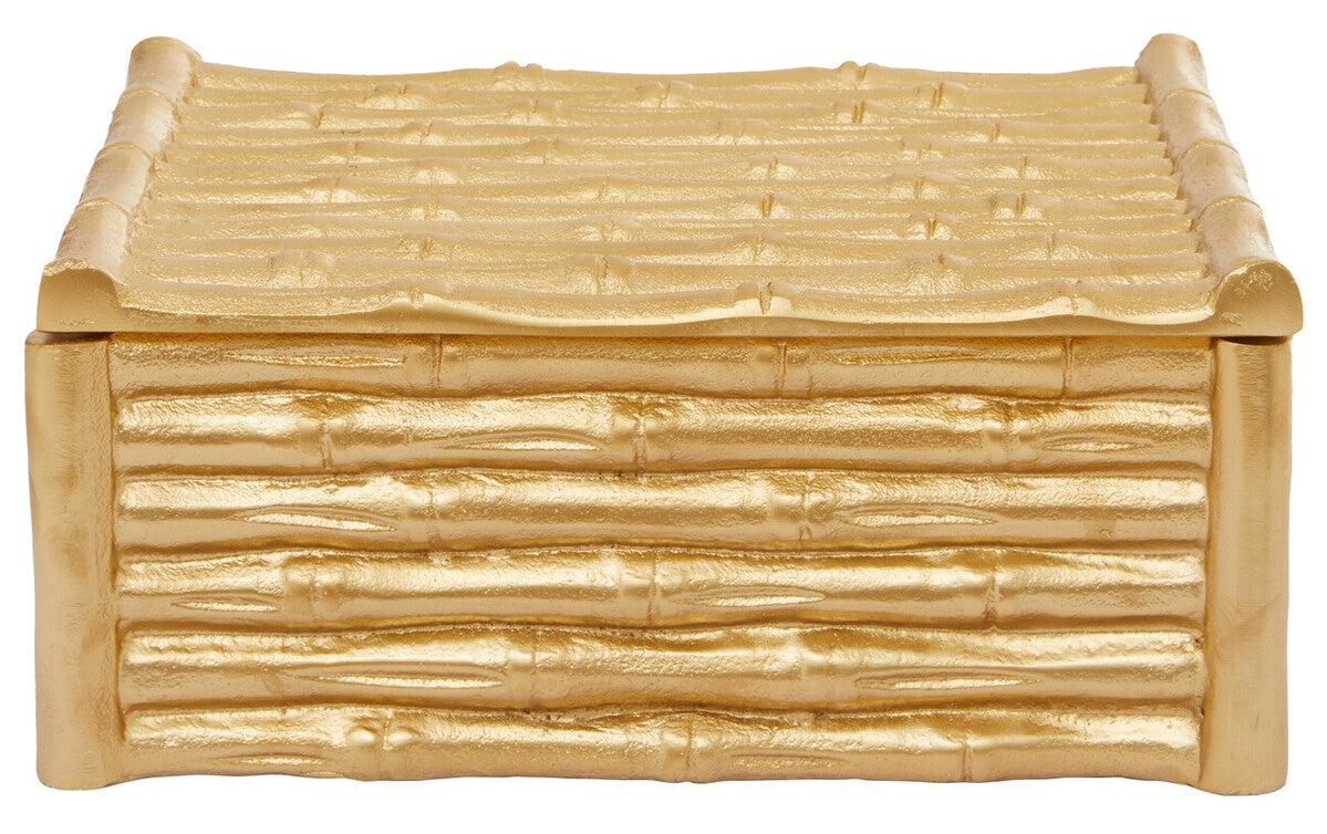 Large Gold Finish Bamboo Effect Trinket Box