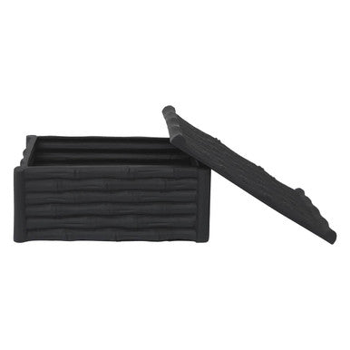 Large Black Finish Bamboo Effect Trinket Box