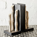 Set of Two Silver Finish Bamboo Effect Bookends