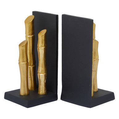 Set of Two Gold Finish Bamboo Effect Bookends