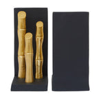 Set of Two Gold Finish Bamboo Effect Bookends